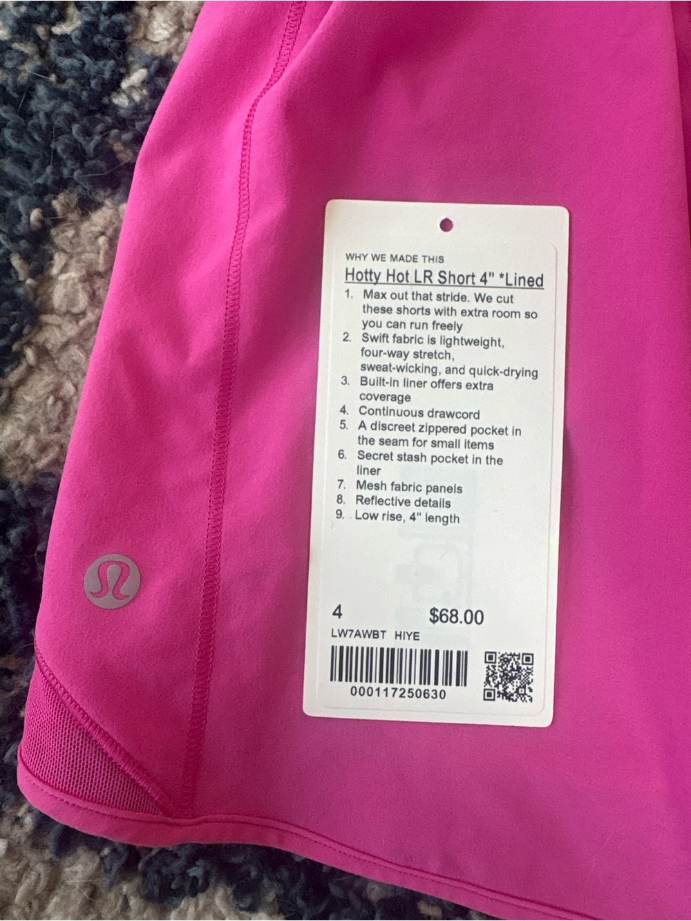 Lululemon Hotty Hot LR 4” Lined Shorts – Hot Pink – Size 4 - Picture 5 of 5